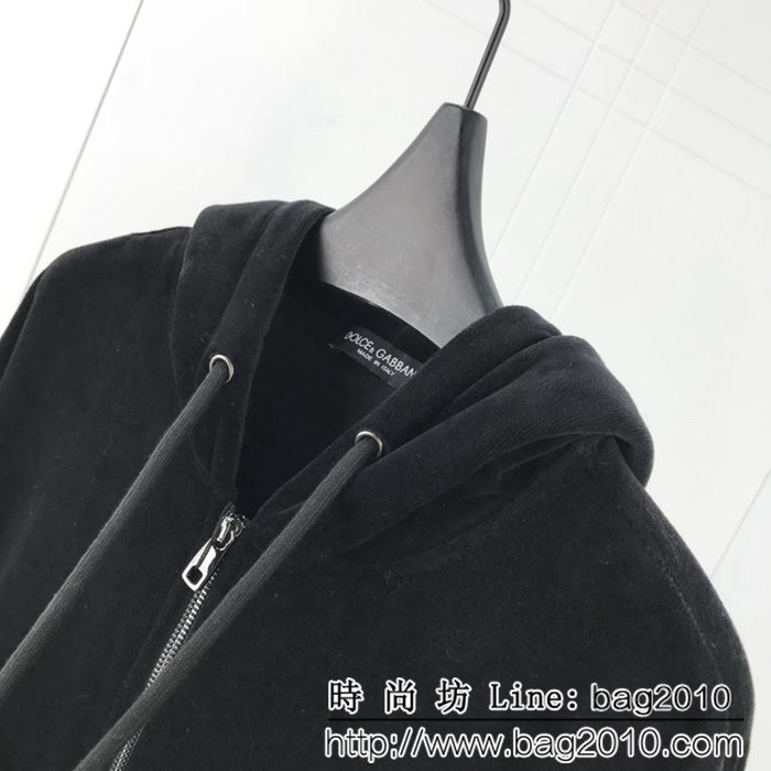 DＧ杜嘉班納 18秋冬新款 進口絲絨字母立體刺繡條紋邊 連帽開衫套裝 情侶款 ydi1176